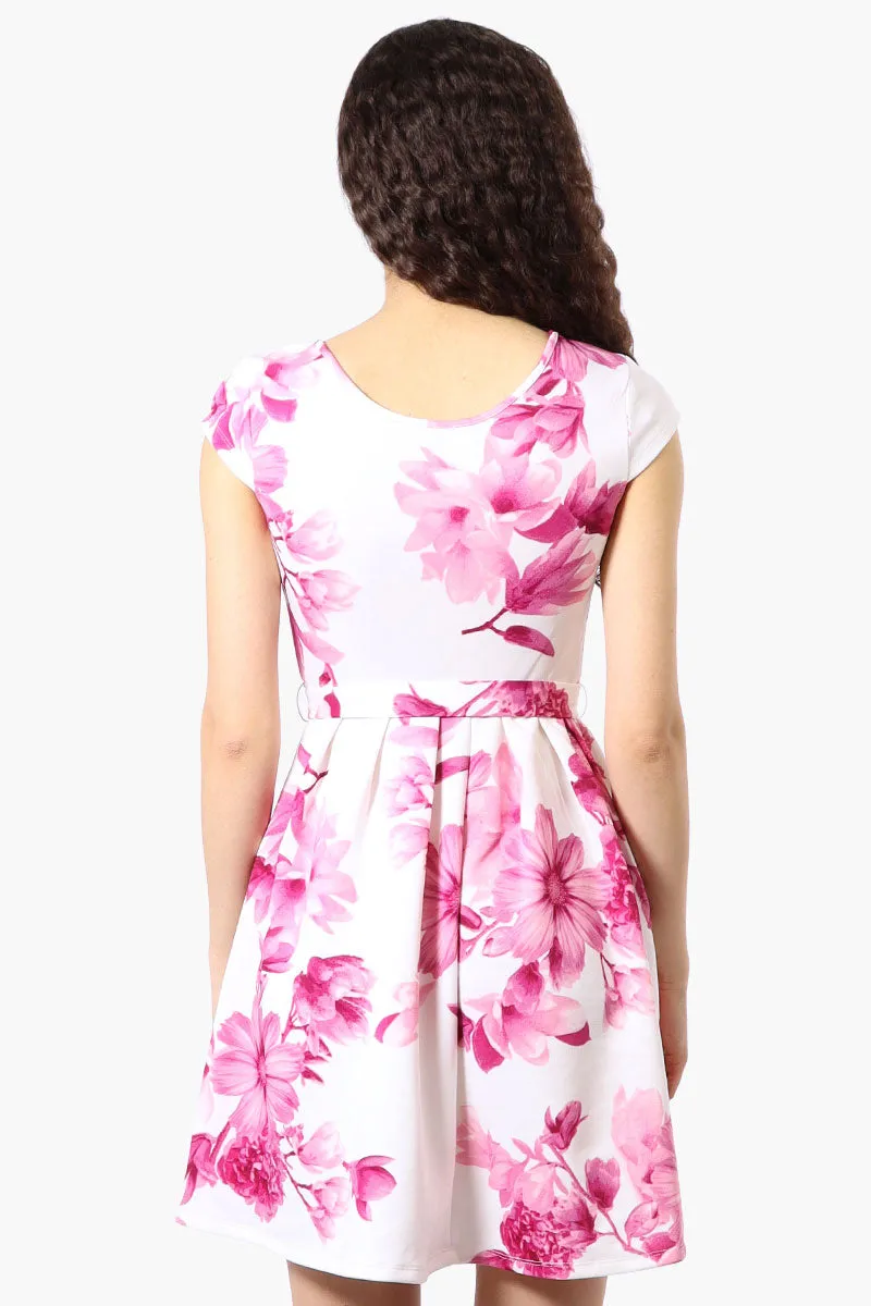 Costa Blanca Floral Belted Cap Sleeve Day Dress - Pink sold by Fairweather product image thumbnail 3