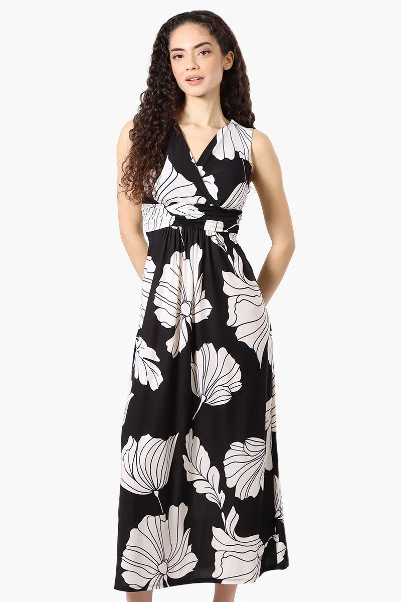 Beechers Brook Floral Padded Crossover Maxi Dress - Black sold by Fairweather