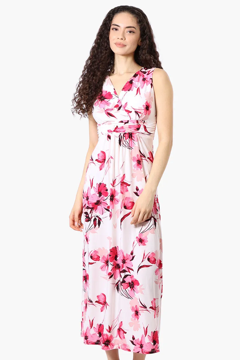 Beechers Brook Floral Padded Crossover Maxi Dress - White sold by Fairweather