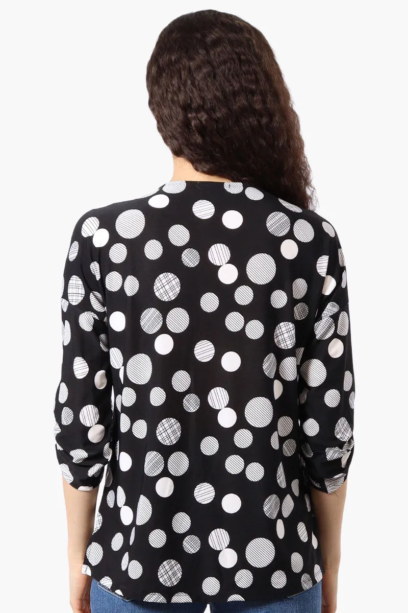 Beechers Brook Dotted Roll Up Sleeve Half Zip Blouse - Black sold by Fairweather product image thumbnail 3