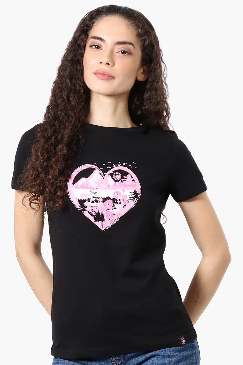 Canada Weather Gear Heart Mountain Print Tee - Black sold by Fairweather