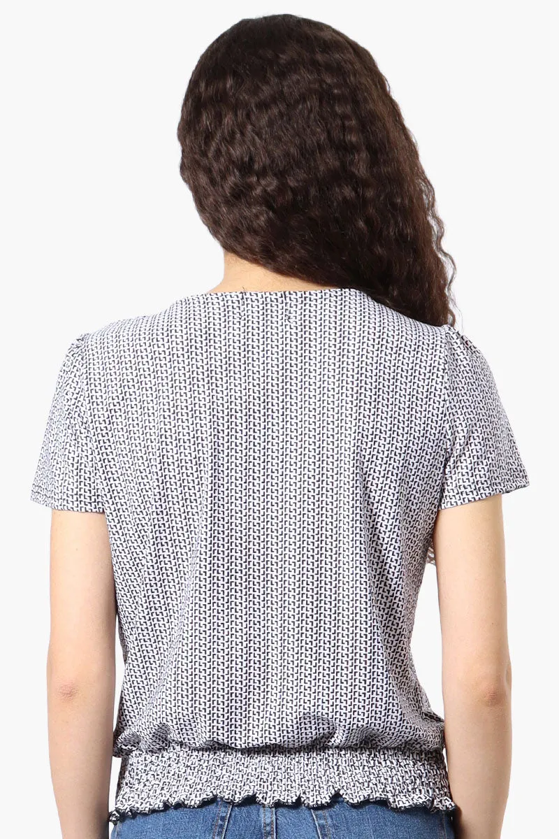 Beechers Brook Patterned Square Neck Smocked Tee - White sold by Fairweather product image thumbnail 3