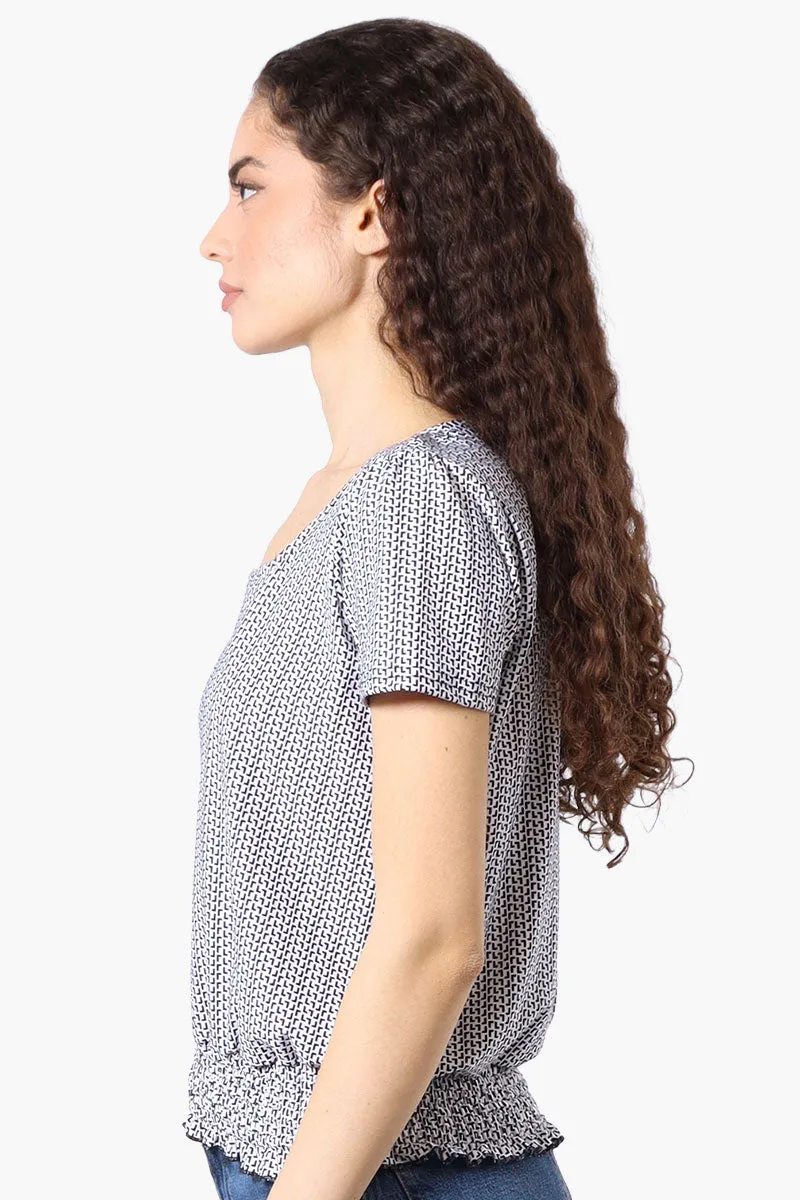 Beechers Brook Patterned Square Neck Smocked Tee - White sold by Fairweather product image thumbnail 2