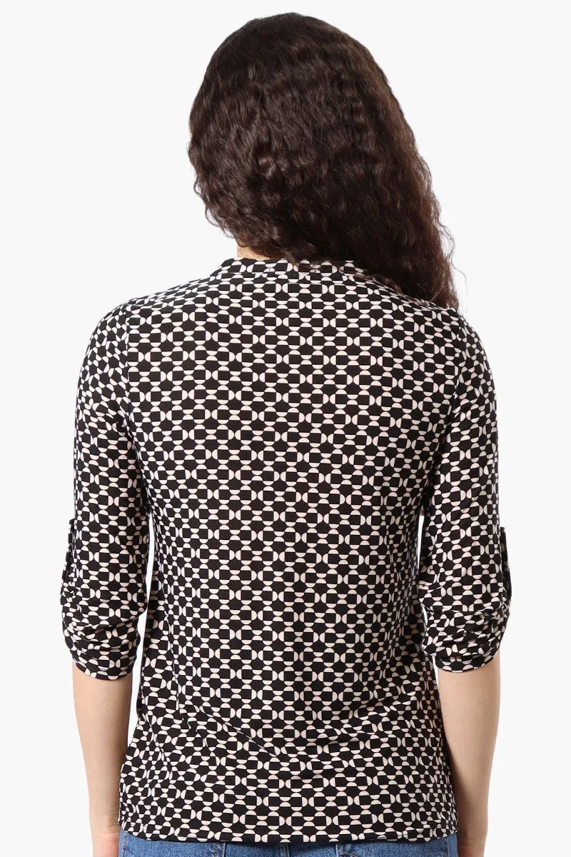 Beechers Brook Patterned Roll Up Sleeve Half Zip Shirt - Black sold by Fairweather product image thumbnail 3