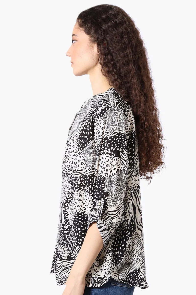 International INC Company Patterned Hidden Button Blouse - Black sold by Fairweather product image thumbnail 2