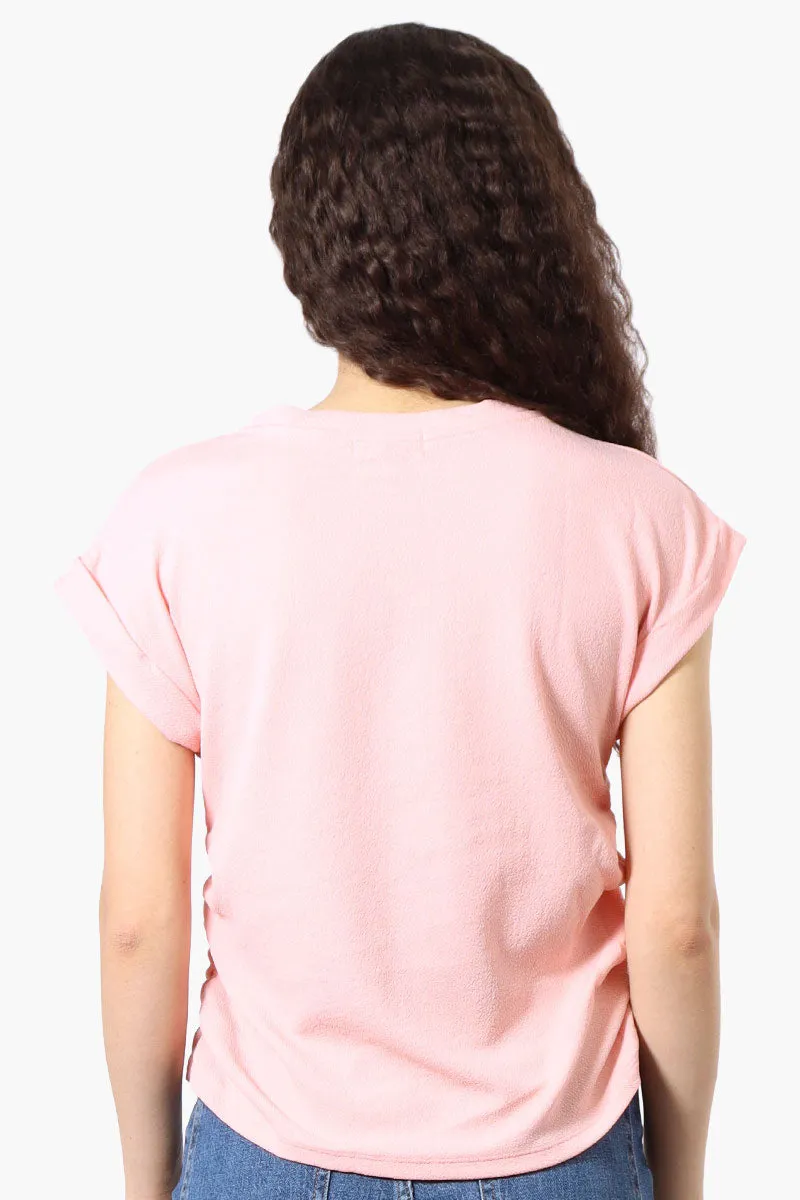 Impress Short Sleeve Side Ruching Blouse - Pink sold by Fairweather product image thumbnail 3