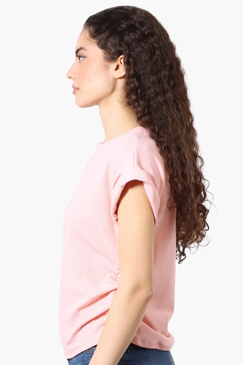 Impress Short Sleeve Side Ruching Blouse - Pink sold by Fairweather product image thumbnail 2