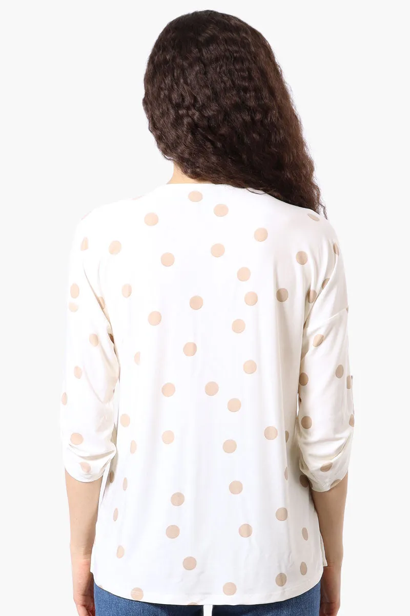 Beechers Brook Dotted Roll Up Sleeve Half Zip Blouse - White sold by Fairweather product image thumbnail 3