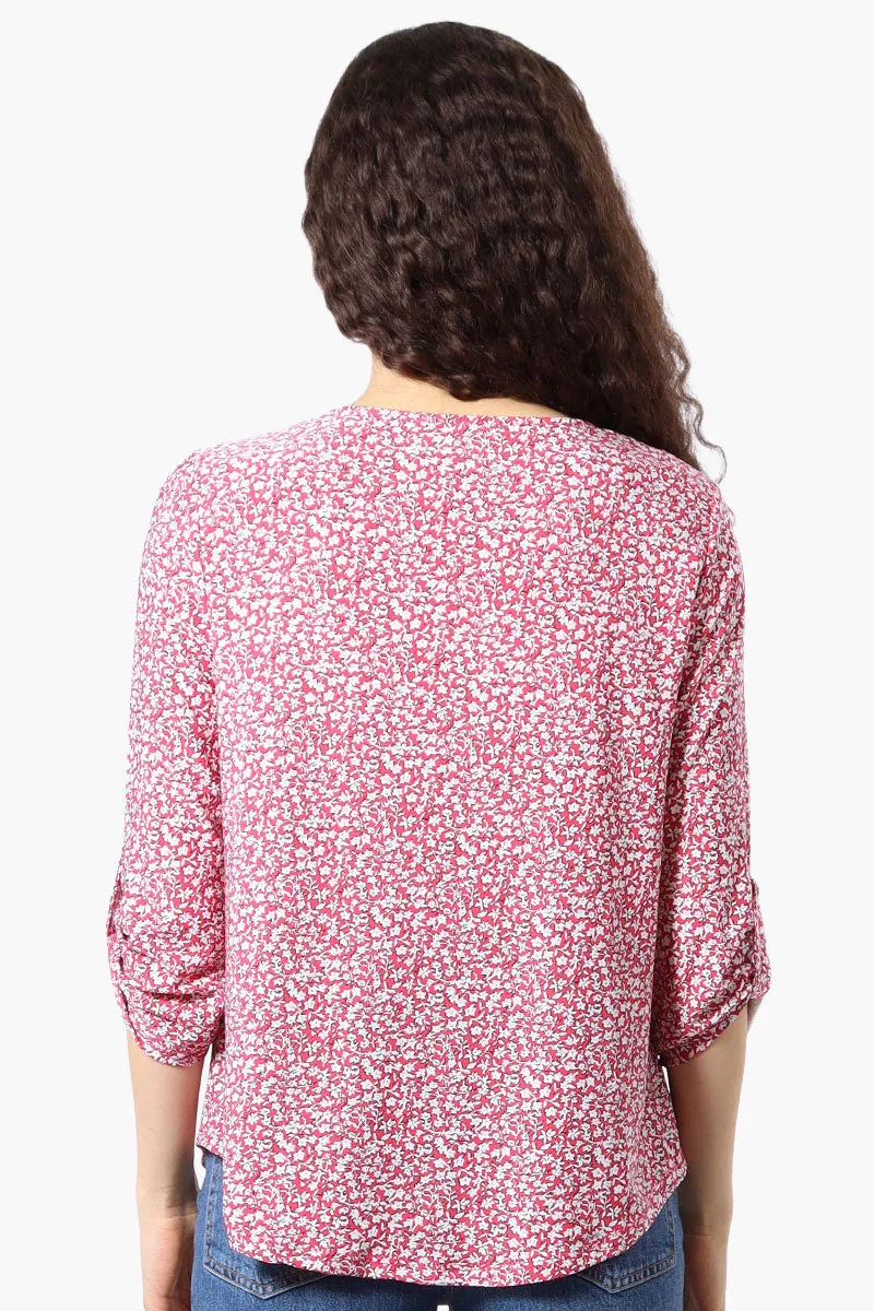 Beechers Brook Floral Roll Up Sleeve Blouse - Pink sold by Fairweather product image thumbnail 3