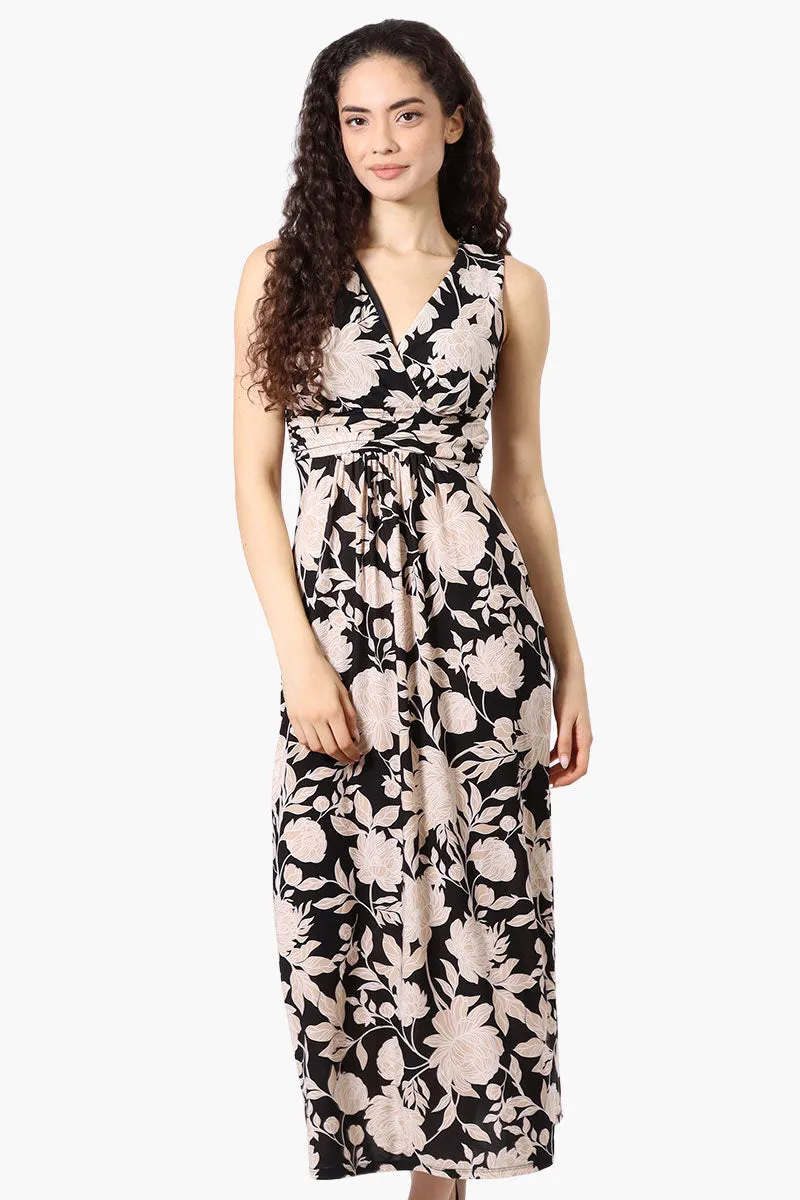 Beechers Brook Floral Padded Crossover Maxi Dress - Black sold by Fairweather