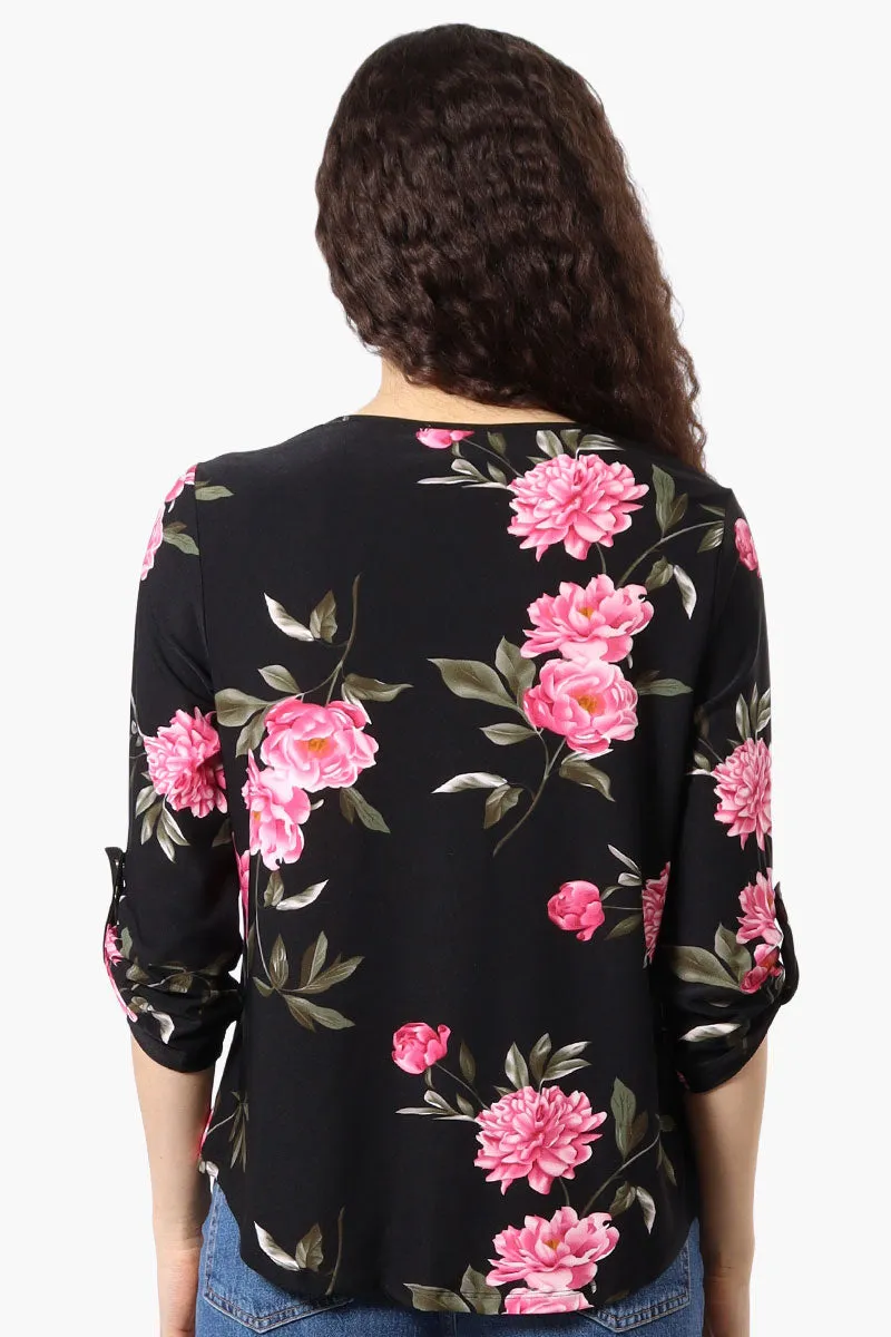 Beechers Brook Floral Roll Up Sleeve Blouse - Black sold by Fairweather product image thumbnail 3