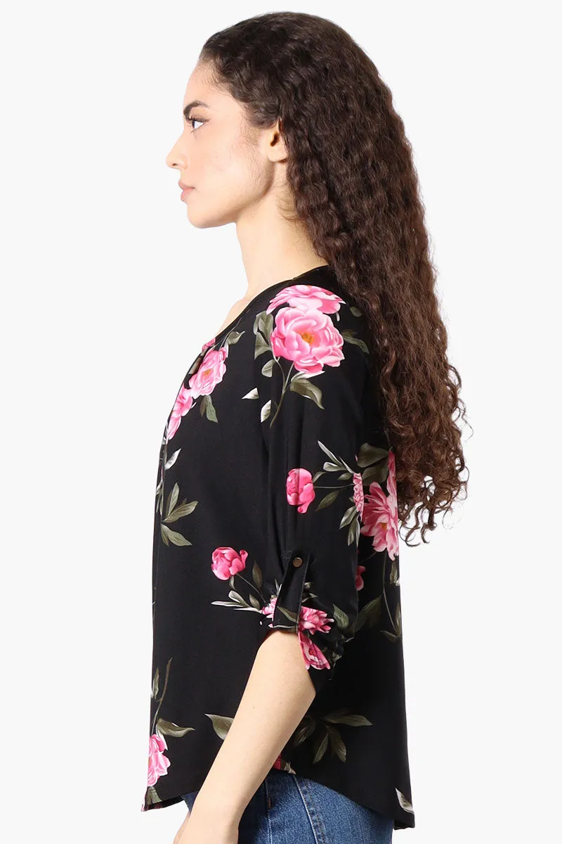 Beechers Brook Floral Roll Up Sleeve Blouse - Black sold by Fairweather product image thumbnail 2