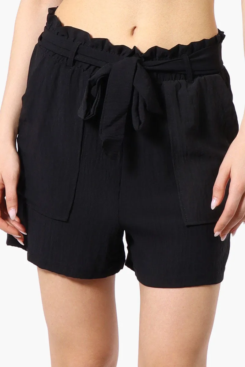 Urbanology Solid Belted Shorts - Black sold by Fairweather