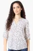 Beechers Brook Patterned Roll Up Sleeve Henley Shirt - White sold by Fairweather