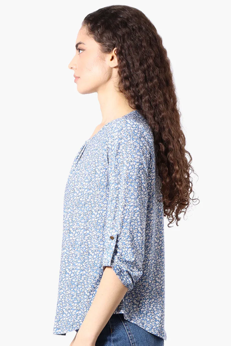 Floral Roll Up Sleeve Blouse - Blue sold by Fairweather product image thumbnail 2