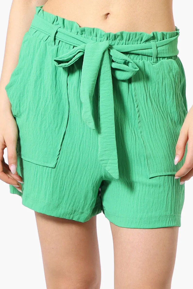 Solid Belted Shorts - Green sold by Fairweather