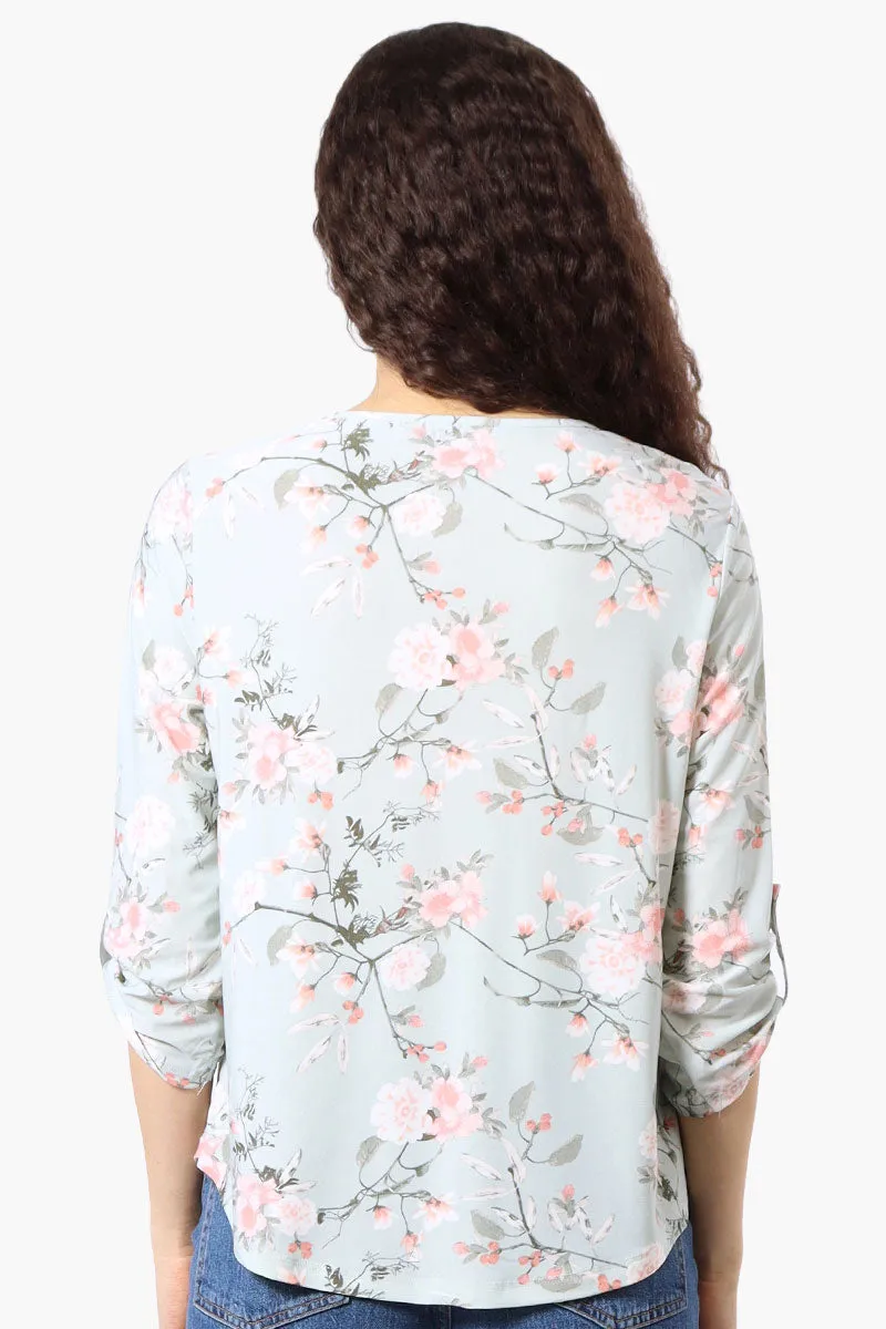 Beechers Brook Floral Roll Up Sleeve Blouse - Mint sold by Fairweather product image thumbnail 3