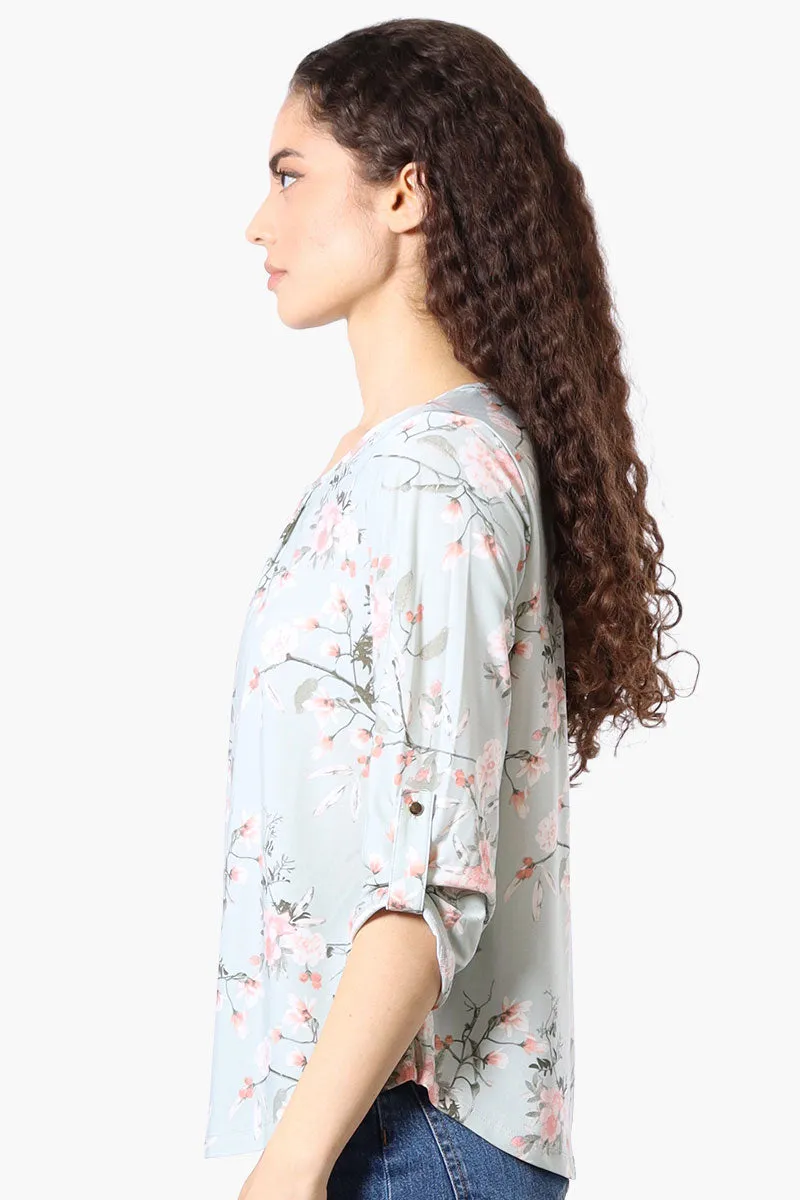 Beechers Brook Floral Roll Up Sleeve Blouse - Mint sold by Fairweather product image thumbnail 2