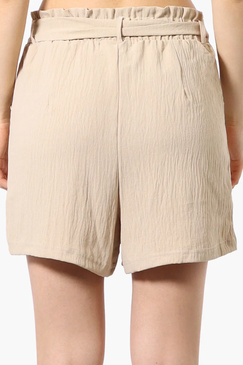 Urbanology Solid Belted Shorts - Beige sold by Fairweather product image thumbnail 3