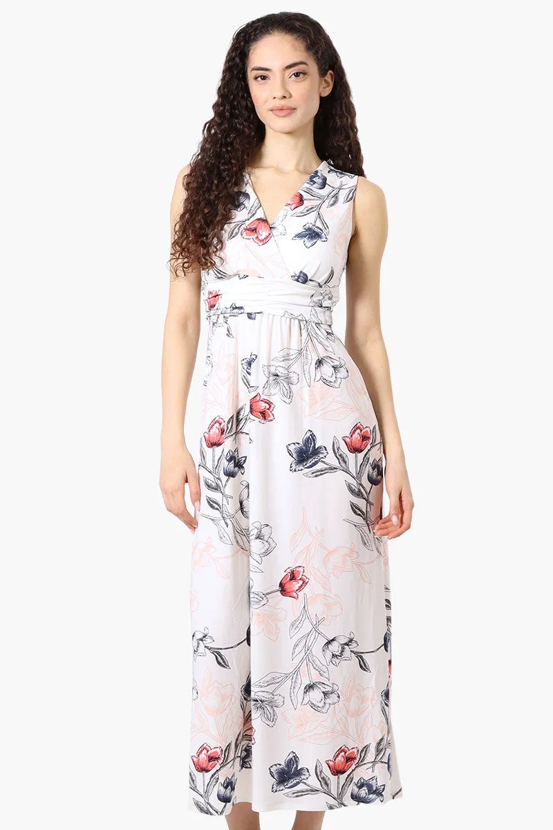 Beechers Brook Floral Padded Crossover Maxi Dress - White sold by Fairweather