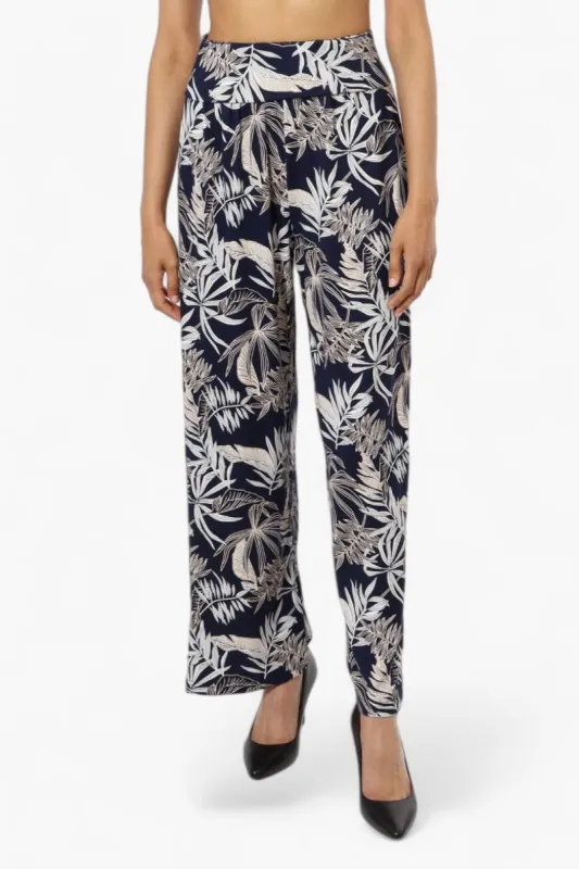 Majora Patterned High Waist Palazo Pants - Navy sold by Fairweather