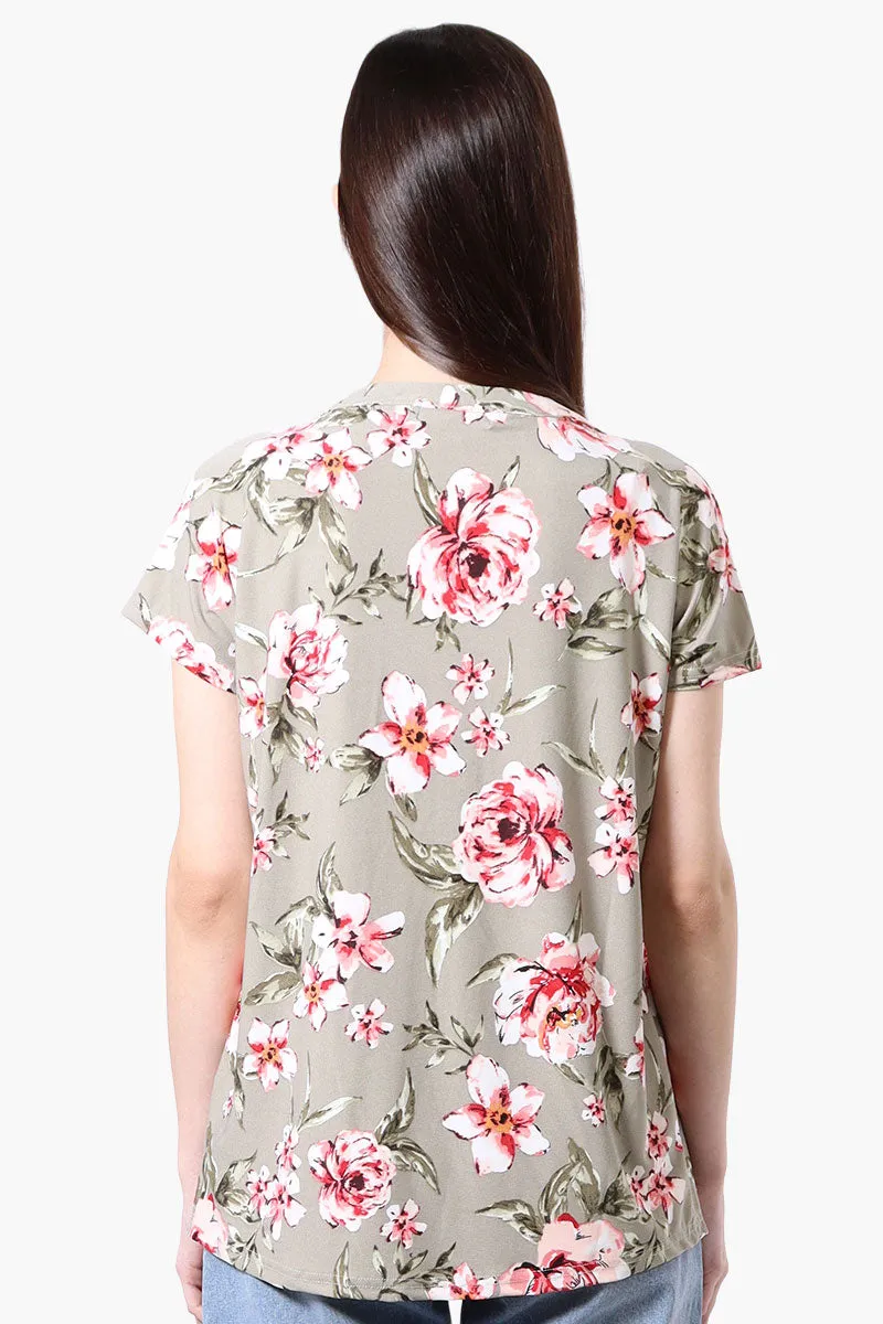 International INC Company Floral Short Sleeve Blouse - Olive sold by Fairweather product image thumbnail 3