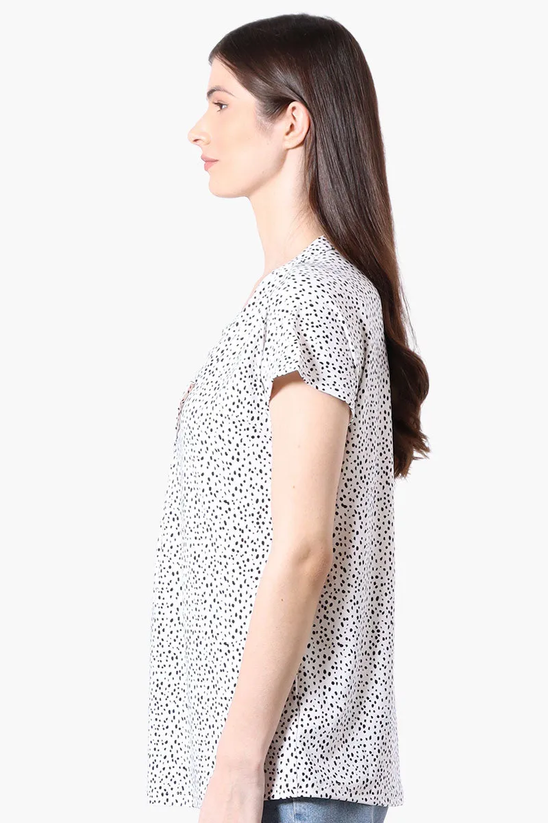 International INC Company Dotted Short Sleeve Blouse - White sold by Fairweather product image thumbnail 2