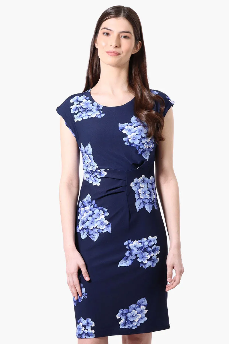 International INC Company Floral Cap Sleeve Cocktail Dress - Navy sold by Fairweather