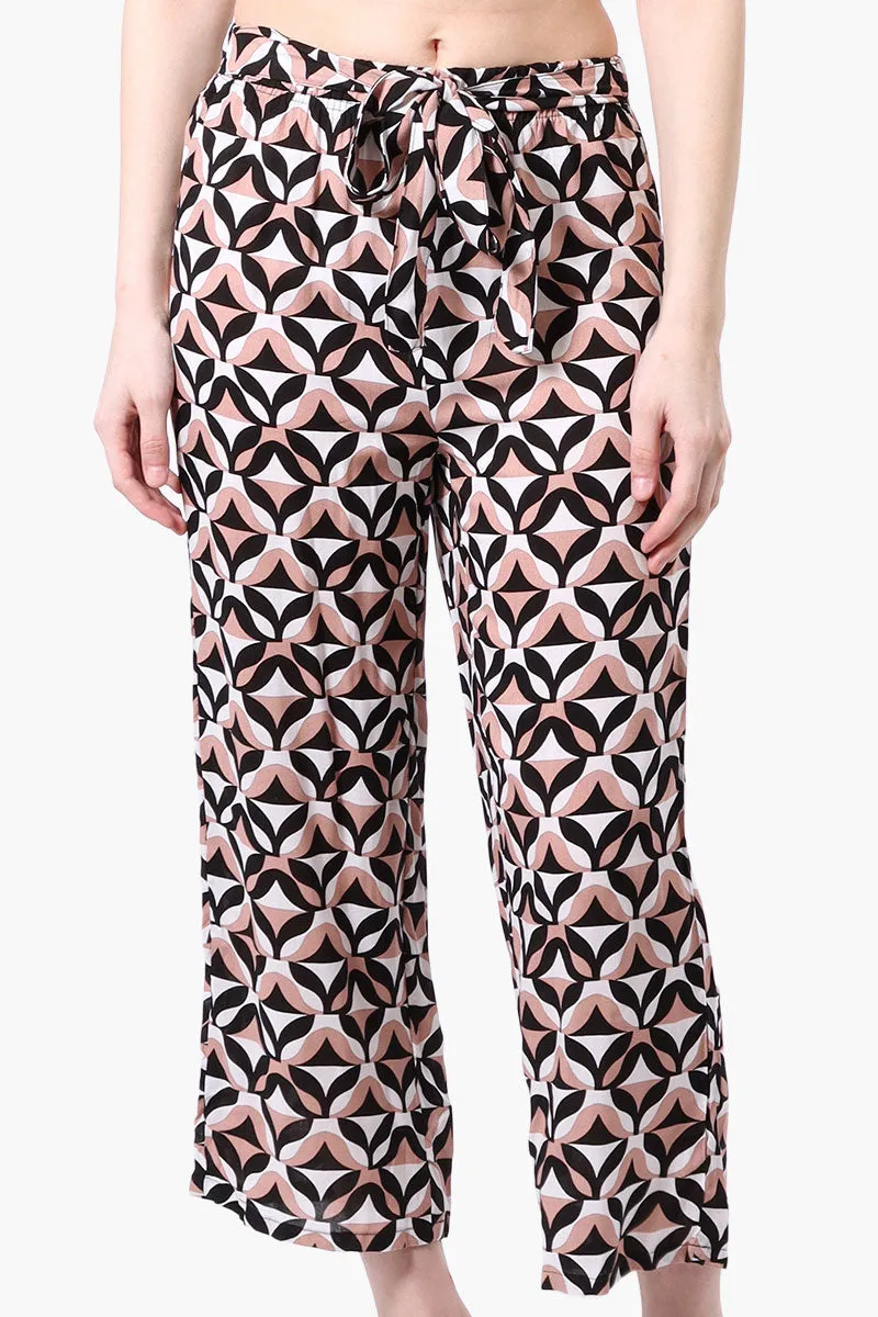 Beechers Brook Patterned Tie Waist Cropped Pants - White sold by Fairweather