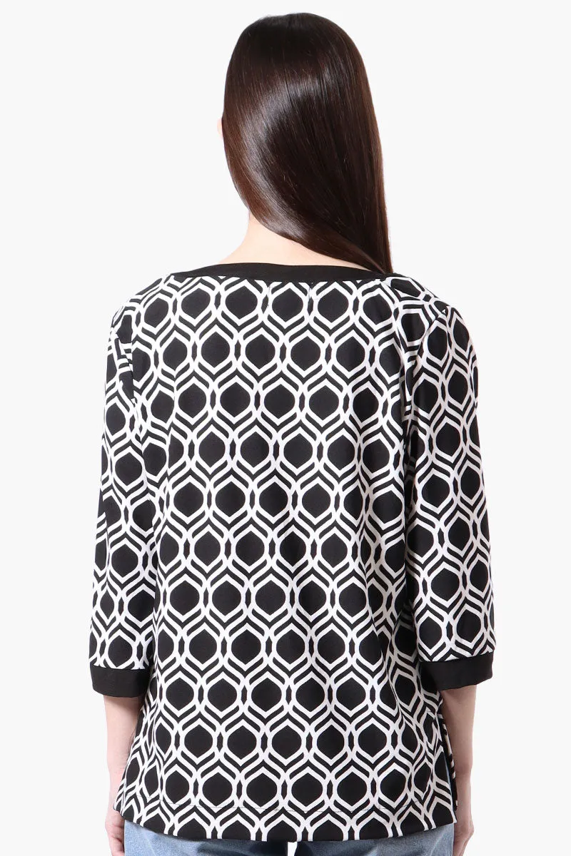 International INC Company Patterned Side Slit 3/4 Sleeve Shirt - Black sold by Fairweather product image thumbnail 3