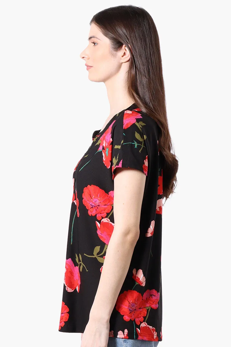 International INC Company Floral Short Sleeve Blouse - Black sold by Fairweather product image thumbnail 2