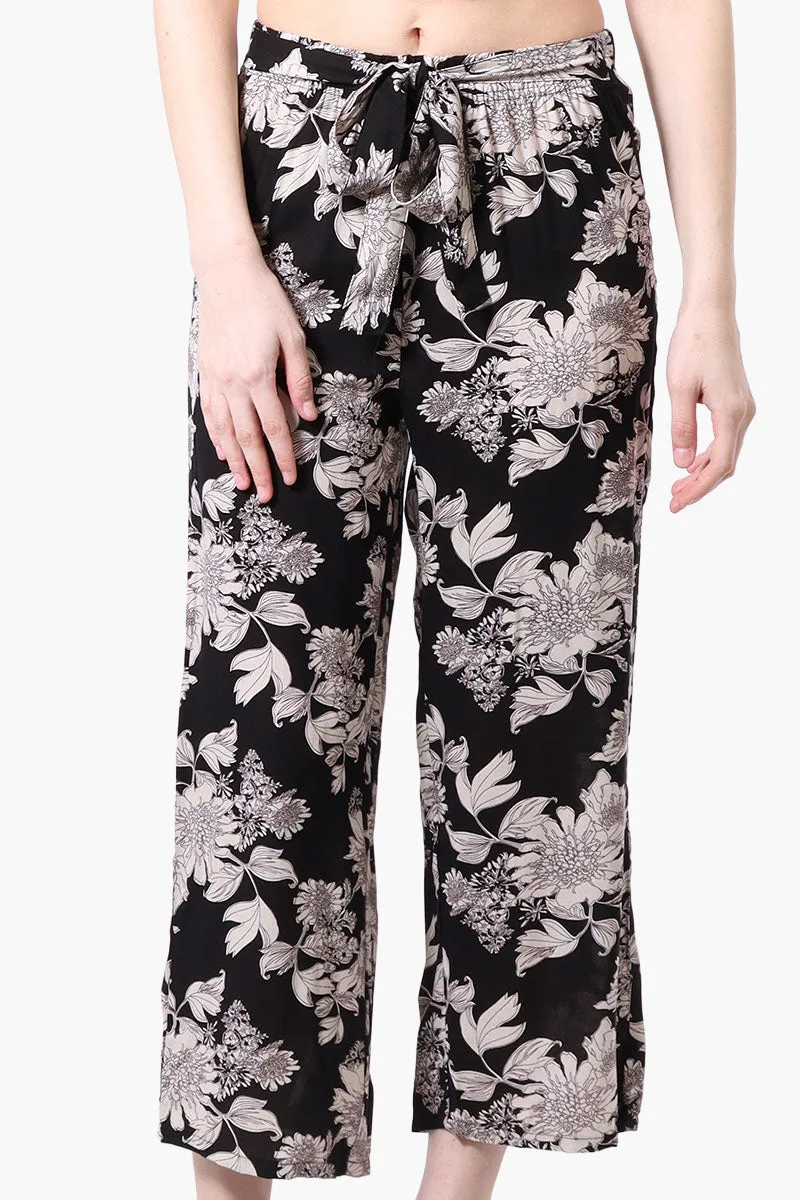 Beechers Brook Floral Tie Waist Cropped Pants - Black sold by Fairweather