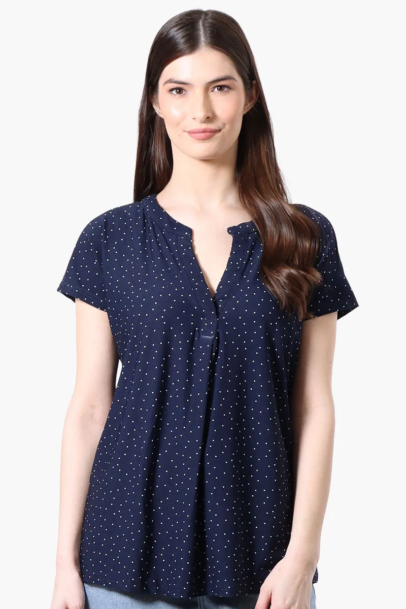 International INC Company Dotted Short Sleeve Blouse - Navy sold by Fairweather