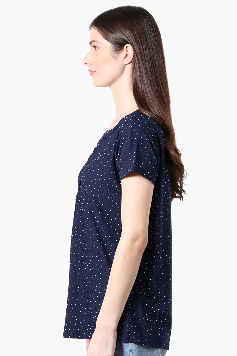 International INC Company Dotted Short Sleeve Blouse - Navy sold by Fairweather product image thumbnail 2