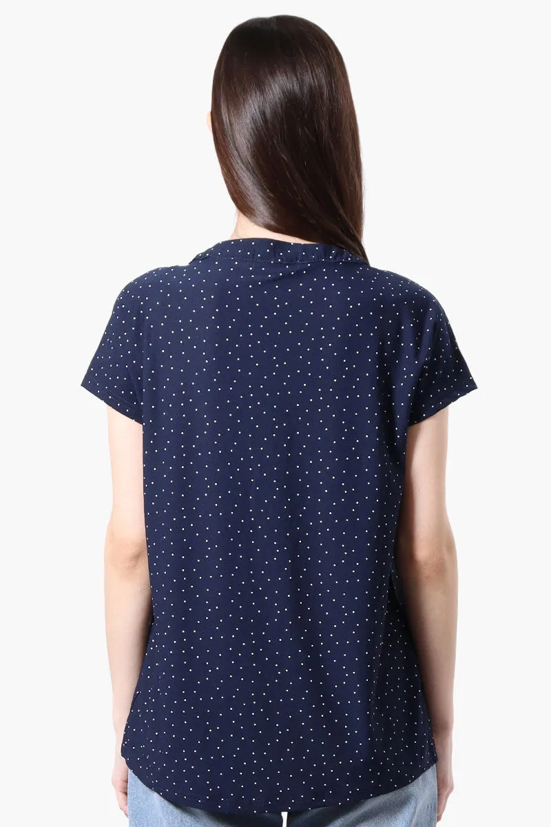 International INC Company Dotted Short Sleeve Blouse - Navy sold by Fairweather product image thumbnail 3