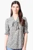 Beechers Brook Floral Tie Neck Smocked Sleeve Blouse - Olive sold by Fairweather