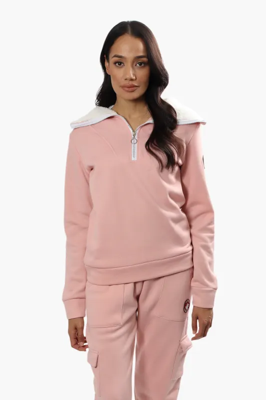 Canada Weather Gear Solid Half Zip Sweatshirt - Pink sold by Fairweather