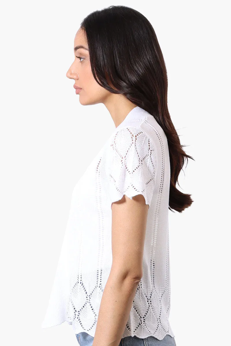 Beechers Brook Open Cap Sleeve Shrug Cardigan - White sold by Fairweather product image thumbnail 2