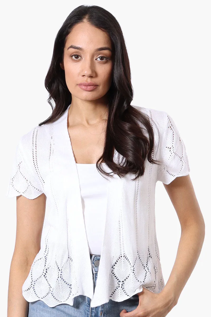 Beechers Brook Open Cap Sleeve Shrug Cardigan - White sold by Fairweather
