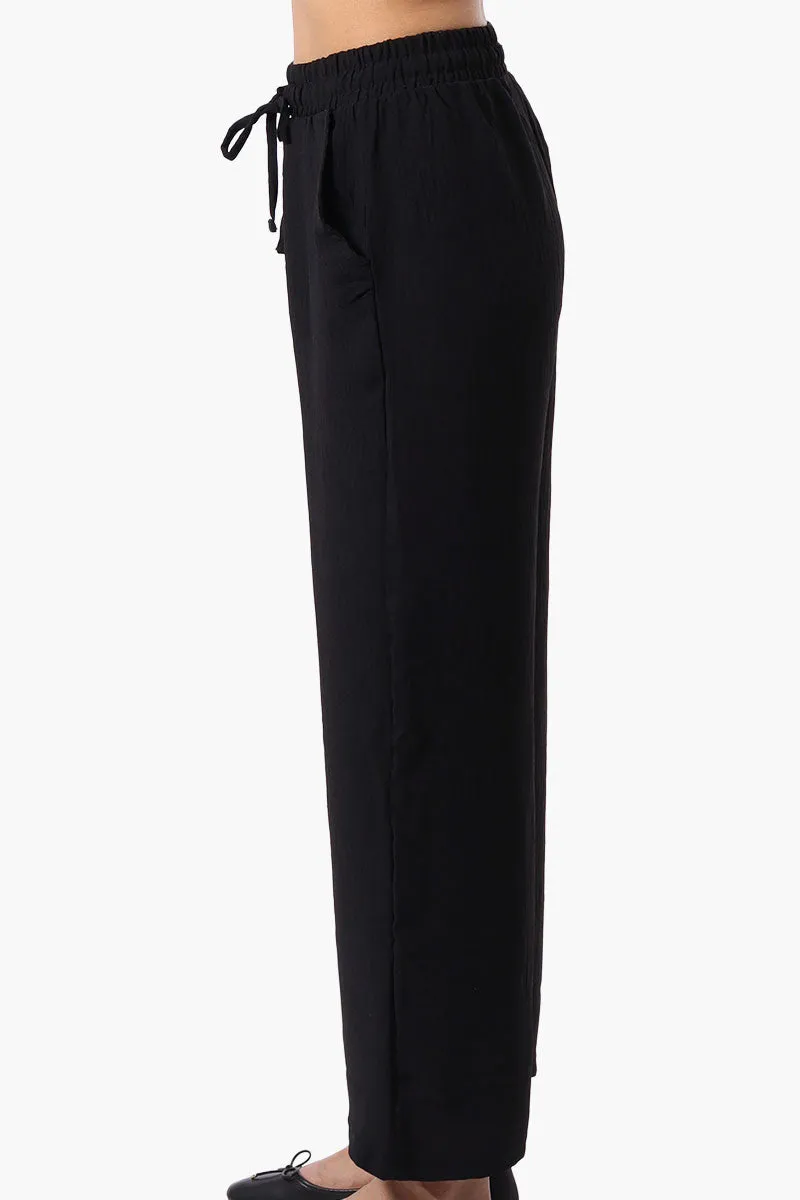 Stylexchange Tie Waist Wide Leg Crinkled Pants - Black sold by Fairweather product image thumbnail 2