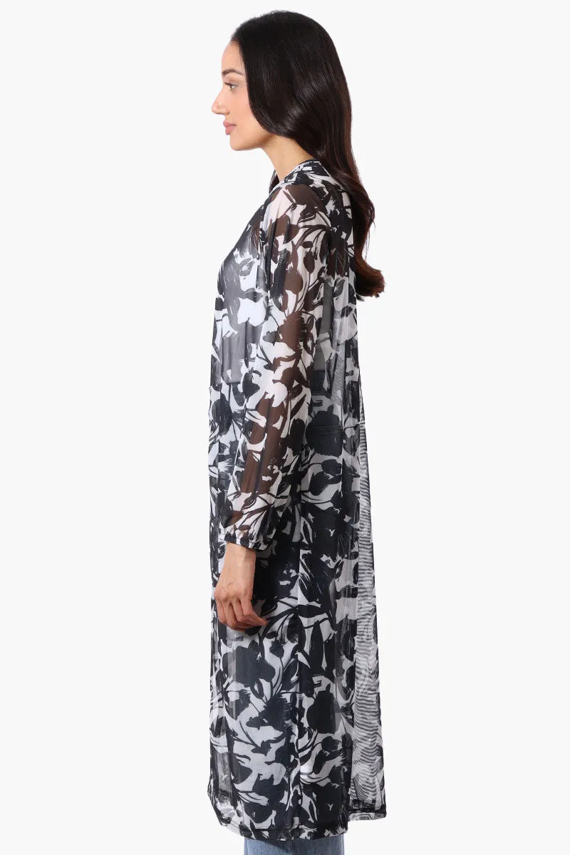 Stylexchange Floral Long Sleeve Sheer Duster Cardigan - White sold by Fairweather product image thumbnail 2