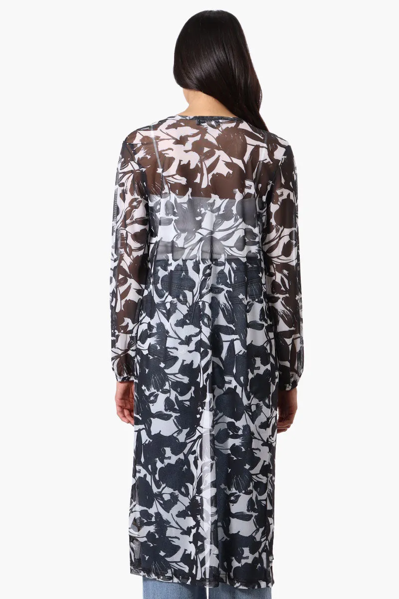 Stylexchange Floral Long Sleeve Sheer Duster Cardigan - White sold by Fairweather product image thumbnail 3