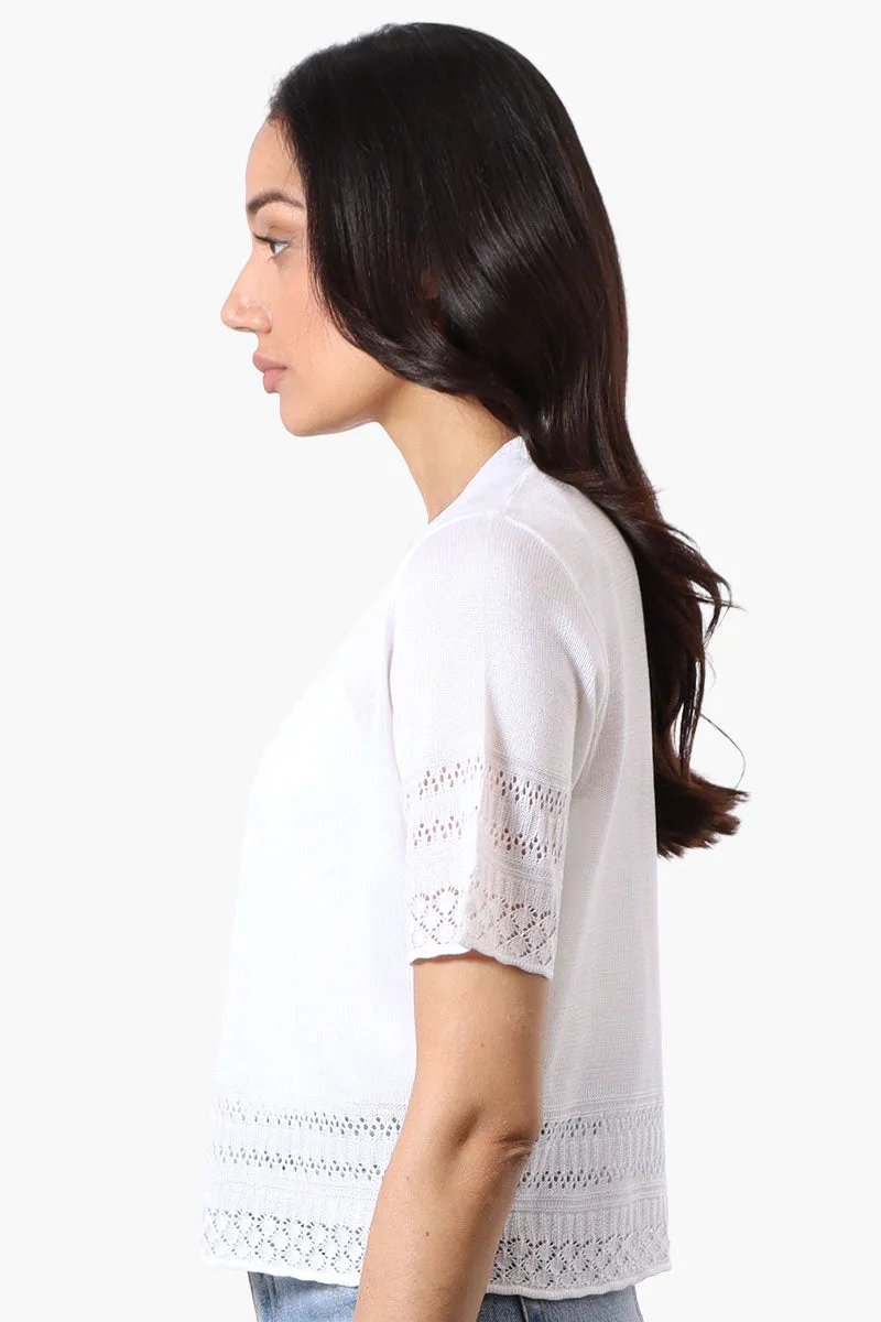 Beechers Brook Crochet Detail Open Shrug Cardigan - White sold by Fairweather product image thumbnail 2