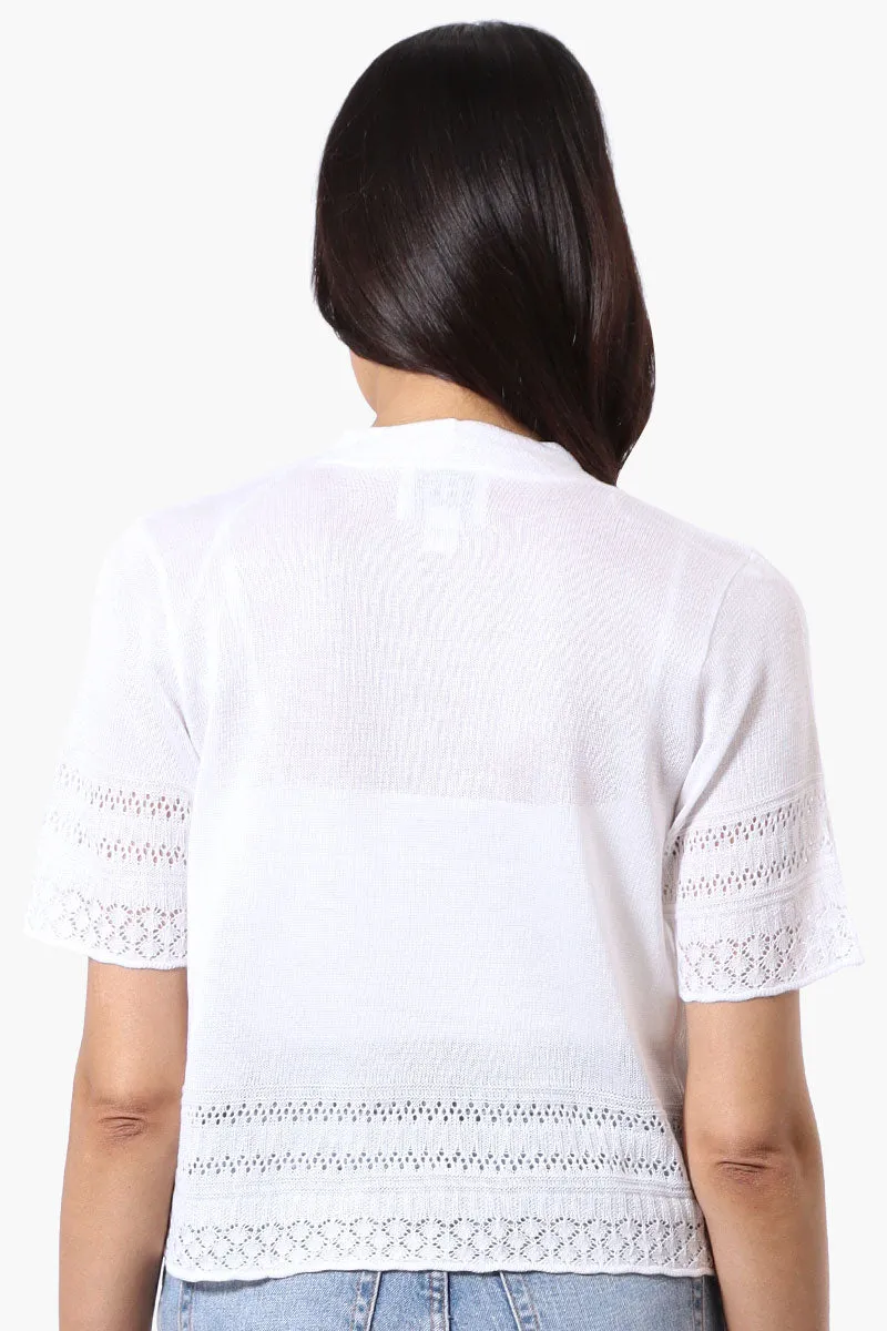 Beechers Brook Crochet Detail Open Shrug Cardigan - White sold by Fairweather product image thumbnail 3