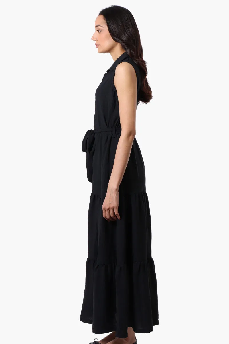 Stylexchange Belted Tiered Front Button Maxi Dress - Black sold by Fairweather product image thumbnail 2