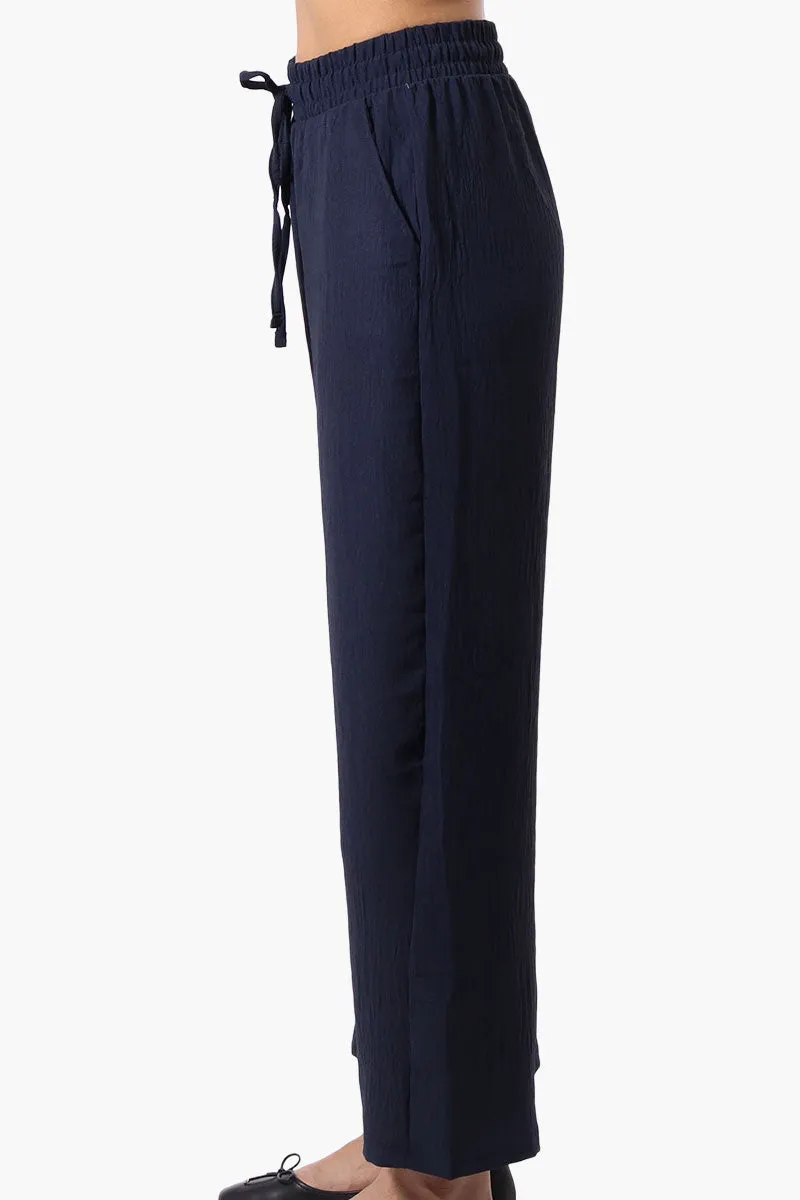 Stylexchange Tie Waist Wide Leg Crinkled Pants - Navy sold by Fairweather product image thumbnail 2