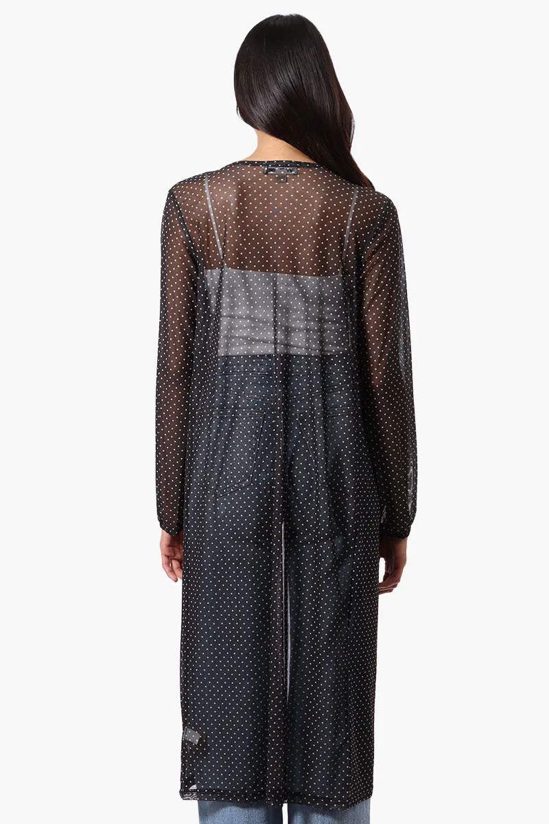 Stylexchange Polka Dot Long Sleeve Sheer Duster Cardigan - Black sold by Fairweather product image thumbnail 3