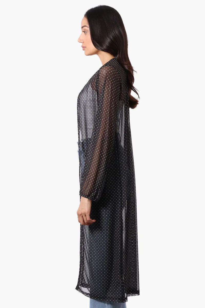 Stylexchange Polka Dot Long Sleeve Sheer Duster Cardigan - Black sold by Fairweather product image thumbnail 2