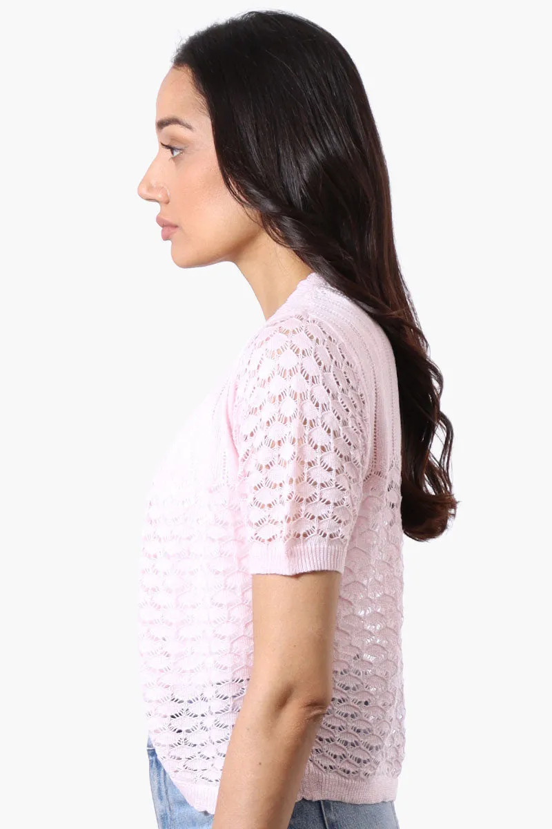 Beechers Brook Open Crochet Shrug Cardigan - Blush sold by Fairweather product image thumbnail 2