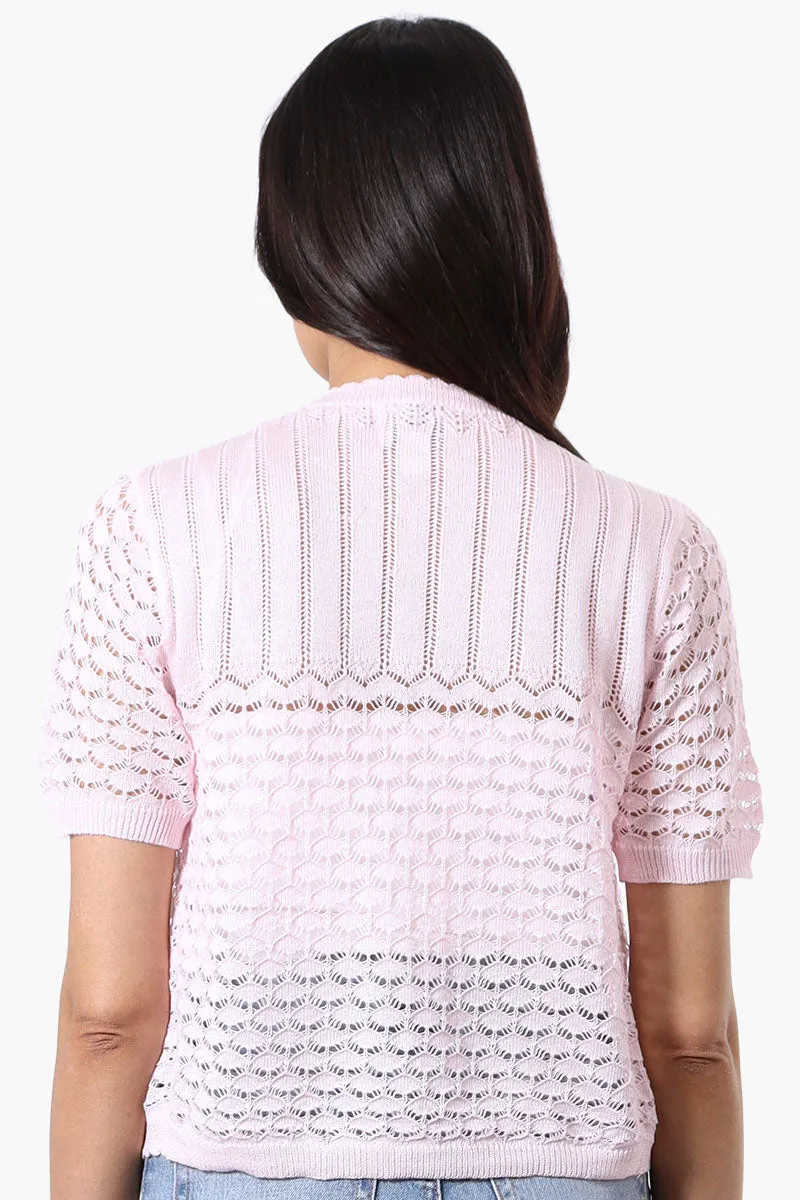 Beechers Brook Open Crochet Shrug Cardigan - Blush sold by Fairweather product image thumbnail 3